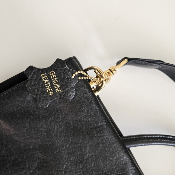 Valerie Stevens Black Leather Briefcase Messenger Bussines Shoulder Bag - Picture 4 of 7